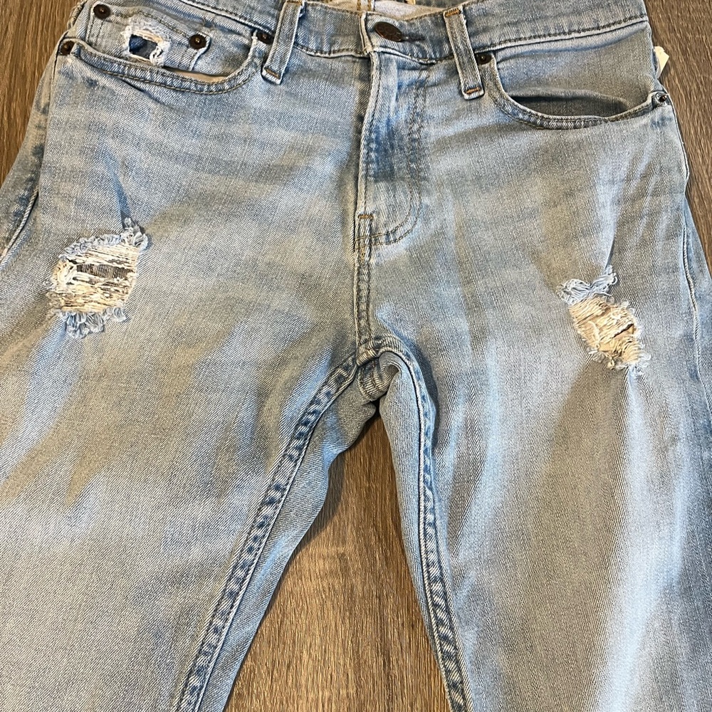 Hollister Light Blue Slim Straight Distressed Jeans